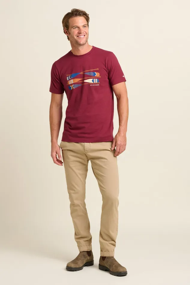 Men Brakeburn TShirts Burgundy Paddles Tee