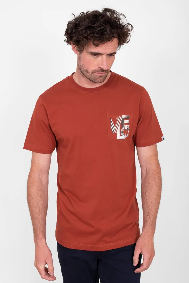 Men Brakeburn TShirts Red Velo Pocket Graphic TShirt