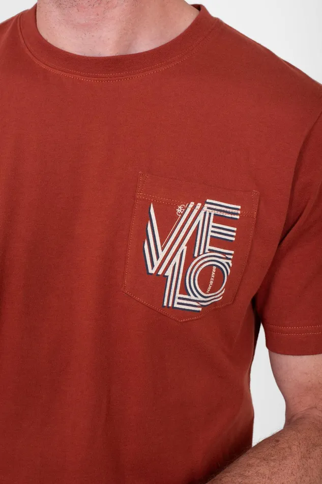 Men Brakeburn TShirts Red Velo Pocket Graphic TShirt
