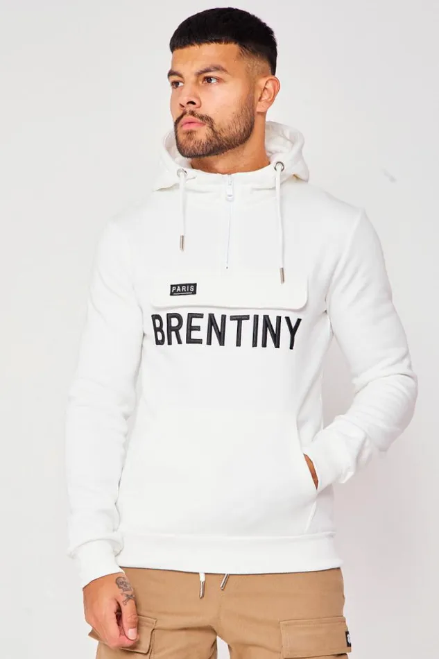 Men Brentiny Hoodie With Half Zip In White White Brentiny Paris Sweatshirts and Pullovers Men Brentiny Hoodie With Half Zip In White White Brentiny Paris Sweatshirts and Pullovers