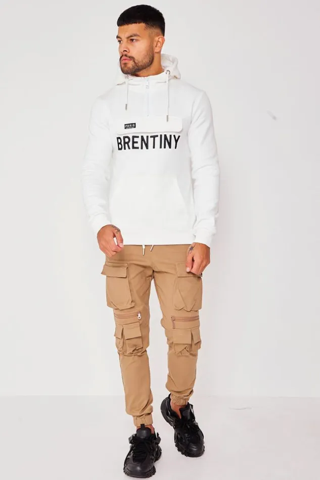 Men Brentiny Hoodie With Half Zip In White White Brentiny Paris Sweatshirts and Pullovers
