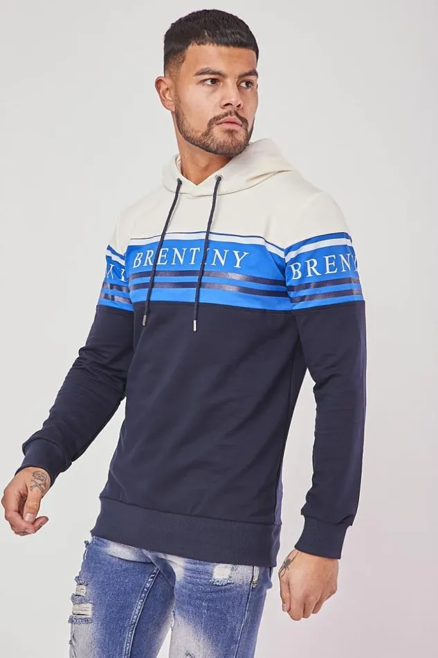 Men Brentiny Paris White And Blue Hoodie White Brentiny Paris Sweatshirts and Pullovers