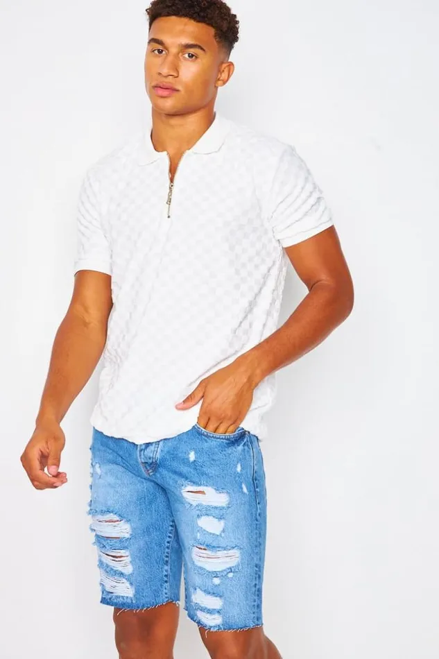 Men Brentiny Ripped Denim Shorts In Blue Brentiny Paris Shorts
