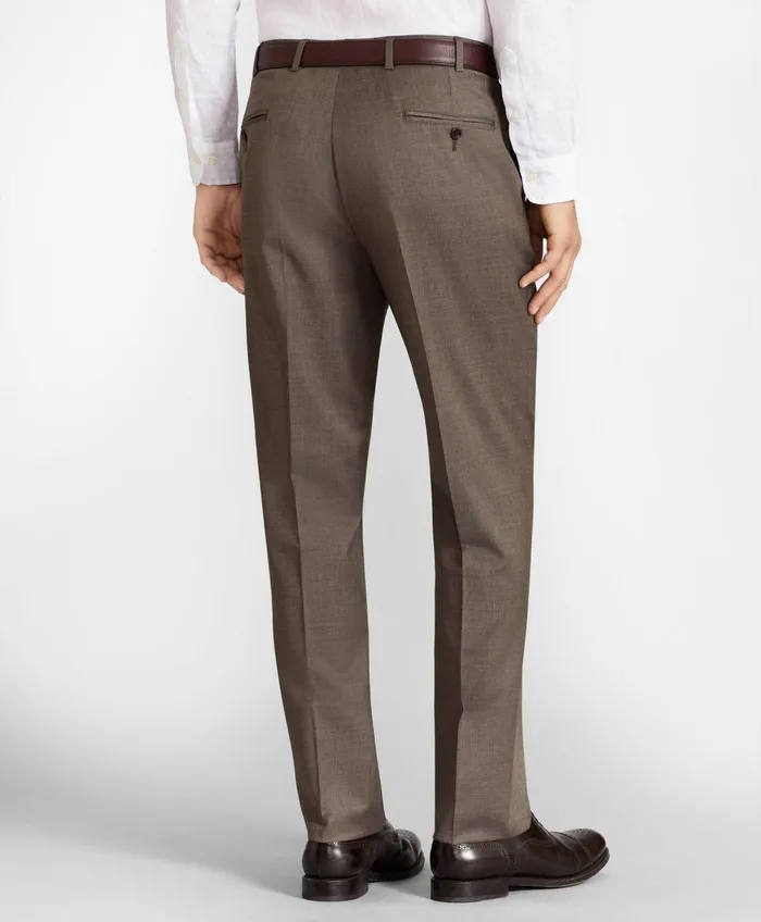 Men Brooks Brothers Flex RegentFit Wool Trousers Brown Brooks Brothers Dress Pants