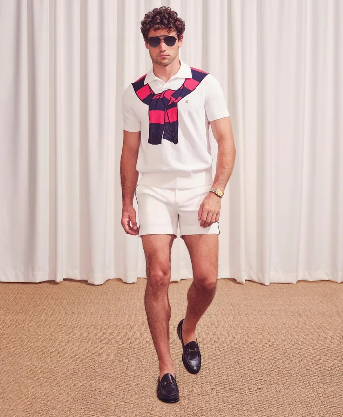 Men Canvas Tennis Shorts White Brooks Brothers Shorts and Swimwear