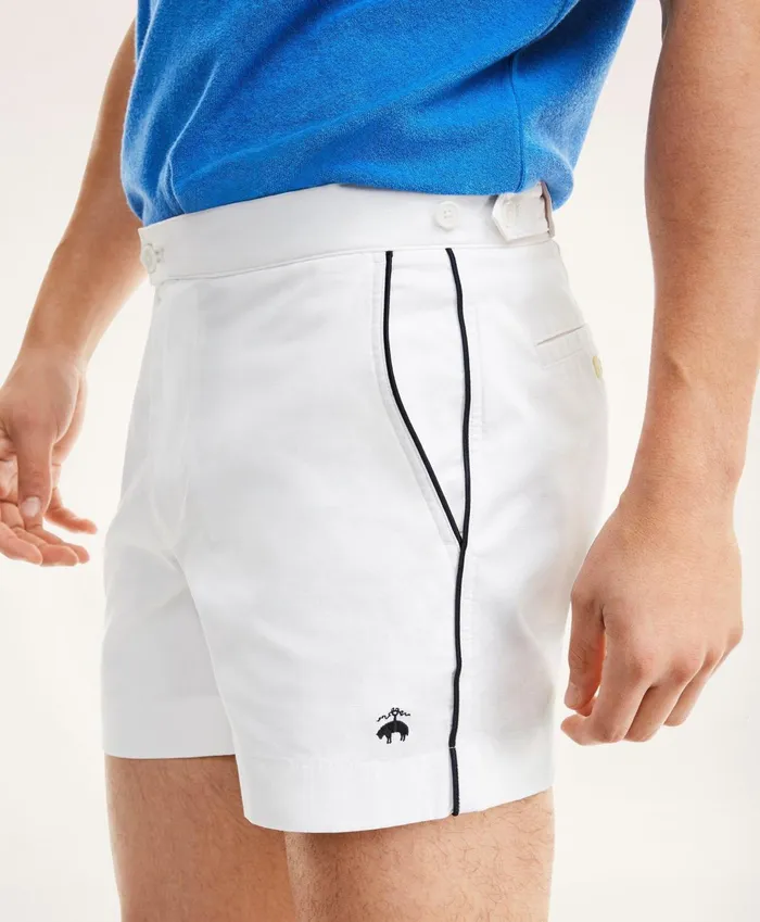 Men Canvas Tennis Shorts White Brooks Brothers Shorts and Swimwear