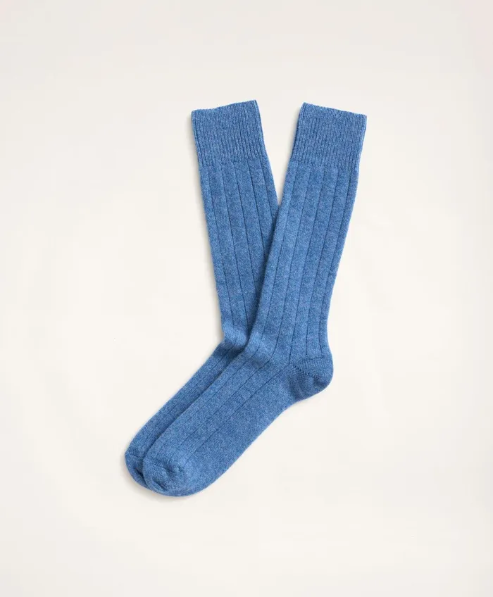 Men Cashmere Crew Socks Blue Brooks Brothers Sock