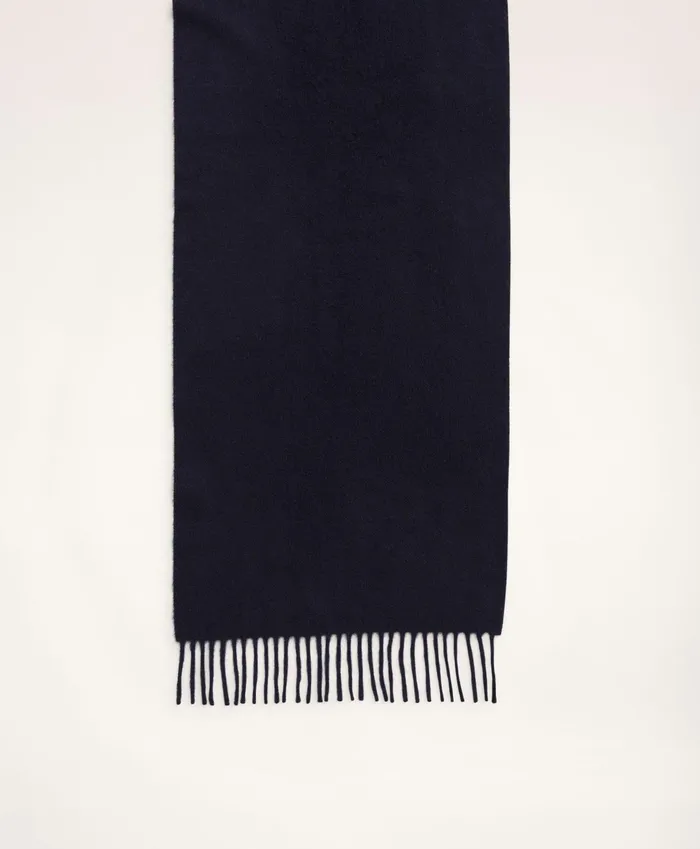 Men Cashmere Fringed Scarf Navy Brooks Brothers Hats and Scarves