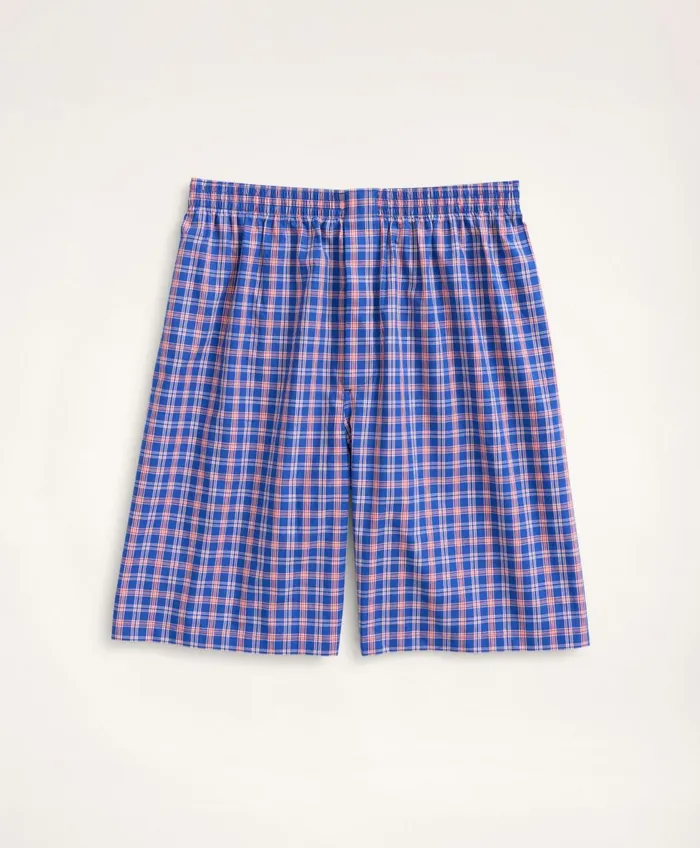 Men Check Short Pajamas Blue Brooks Brothers Pajamas and Robes