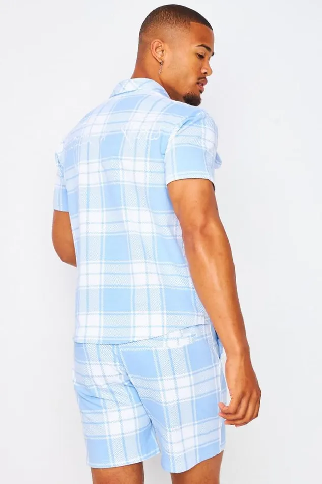 Men Check Shorts In Blue Project X 8211 2140177 Blue Brentiny Paris Shorts