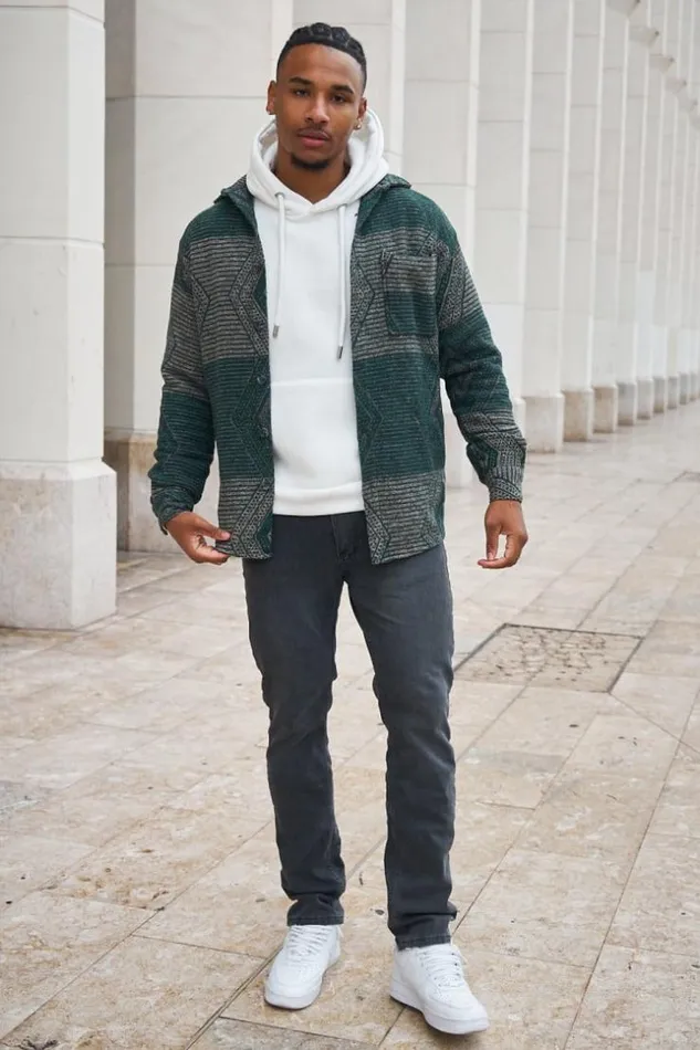 Men Chemise paisse Motif Verte Green Brentiny Paris Shirts