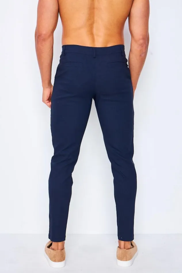 Men Chino Trousers In Navy Blue Blue Brentiny Paris Pants