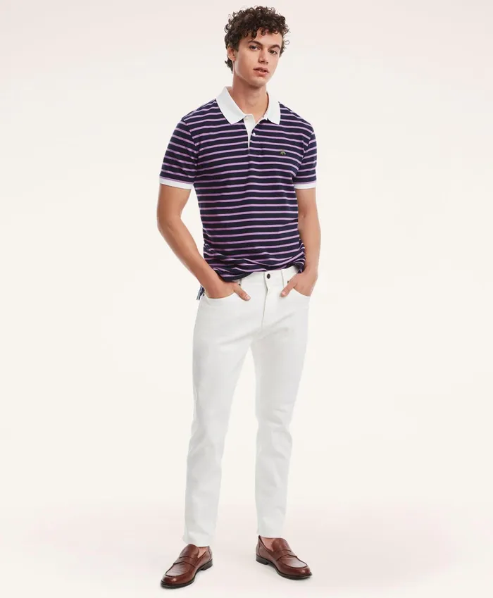 Men Classic Slim Fit Denim Jeans White Brooks Brothers Chinos and Casual Pants
