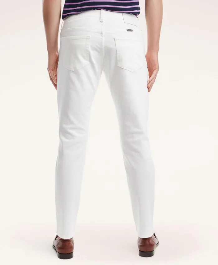 Men Classic Slim Fit Denim Jeans White Brooks Brothers Chinos and Casual Pants