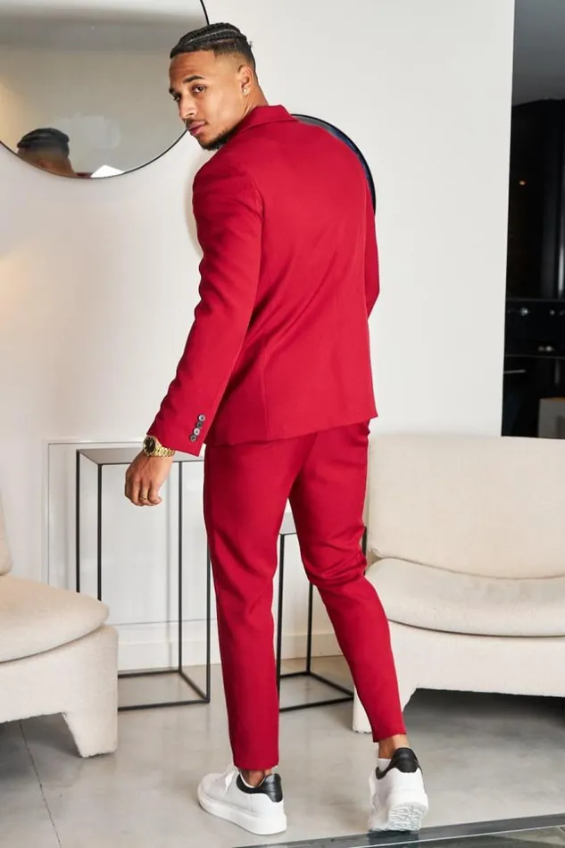 Men Costume 2 Pices Blazer Pantalon Bordeaux Bordeaux Brentiny Paris Suit