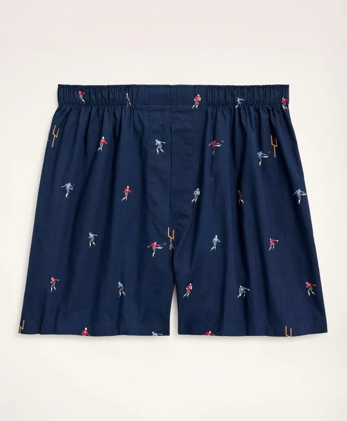 Men Cotton Broadcloth Football Boxers Navy Brooks Brothers Underwear