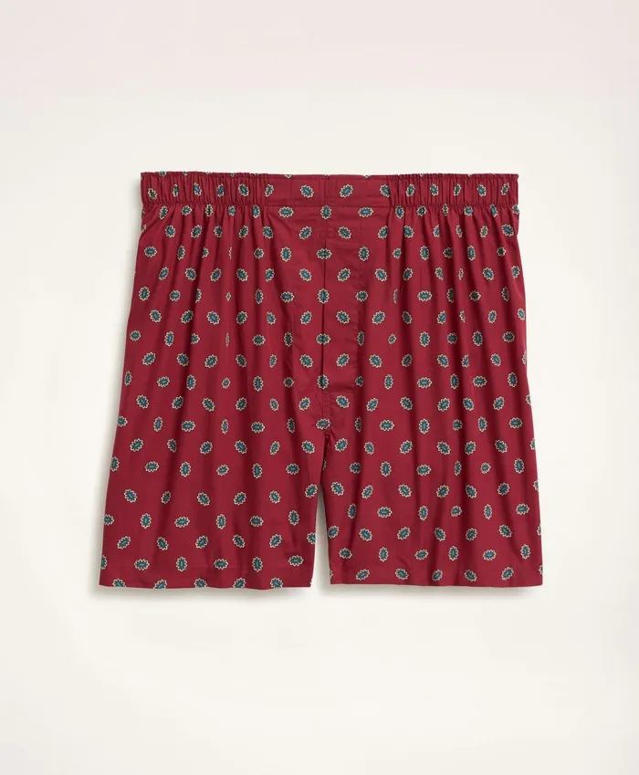 Men Cotton Broadcloth Foulard Boxers Burgundy Brooks Brothers Underwear
