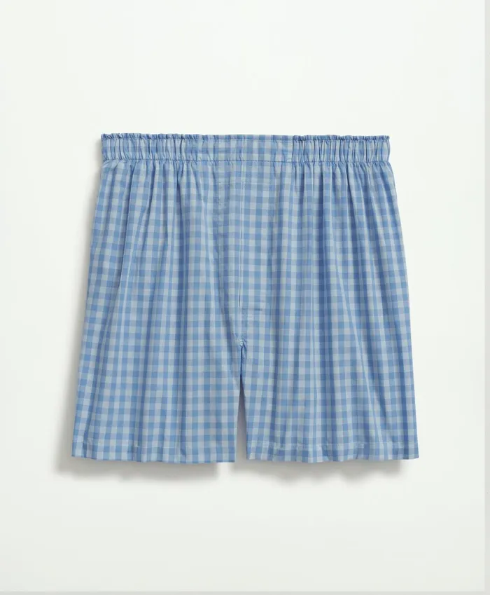 Men Cotton Broadcloth Gingham Boxers Chambray Blue Brooks Brothers Underwear