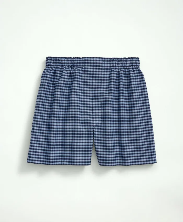 Men Cotton Oxford Gingham Boxers Light Blue Brooks Brothers Underwear