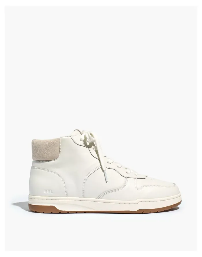 Men Court High Top Sneakers In Antique White And Multi Ivory Multi Madewell Sneakers