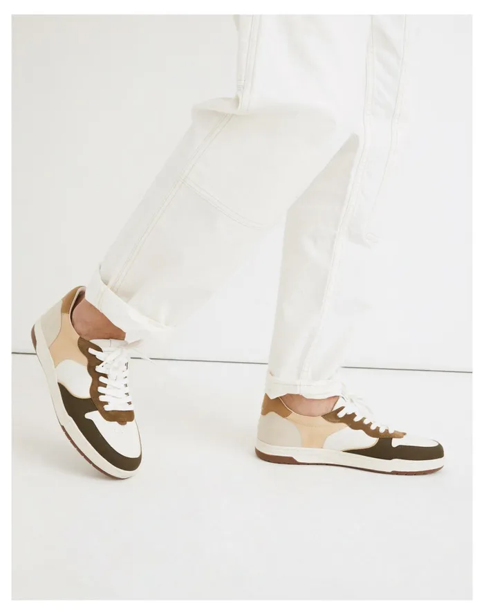 Men Court Sneakers In Colorblock Leather And Nubuck Desert Olive Madewell Sneakers Men Court Sneakers In Colorblock Leather And Nubuck Desert Olive Madewell Sneakers