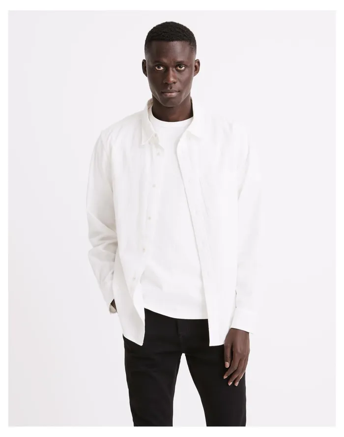 Men Crinkle Cotton Perfect Long Sleeve Shirt Lighthouse Madewell Shirts