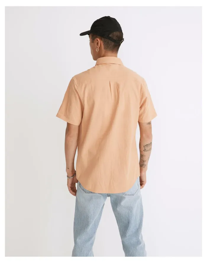 Men Crinkle Cotton Perfect Short Sleeve Shirt Dried Peach Madewell Shirts Men Crinkle Cotton Perfect Short Sleeve Shirt Dried Peach Madewell Shirts