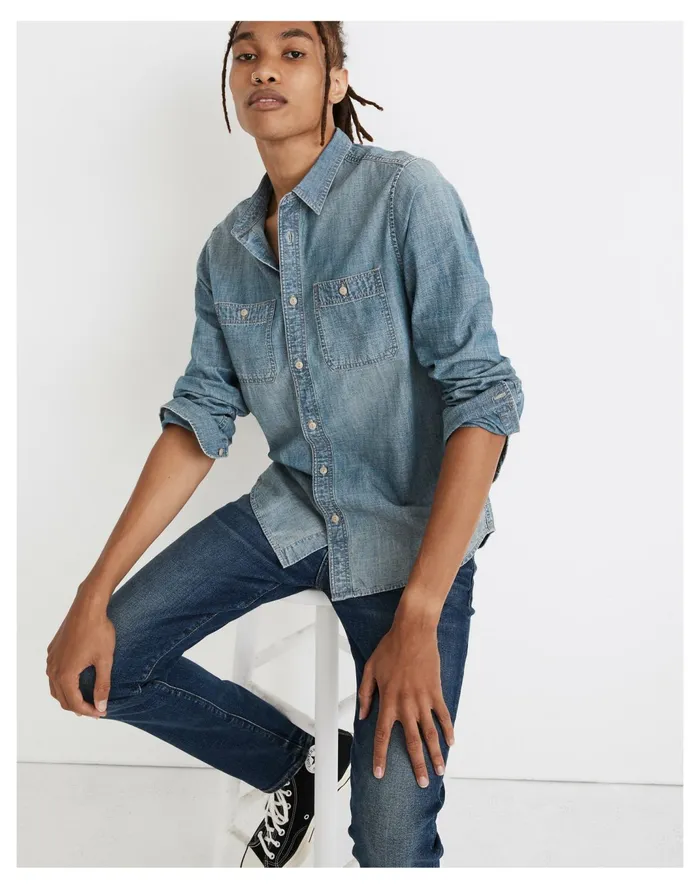 Men Denim Perfect Shirt In Winterdale Wash Winterdale Wash Madewell Shirts