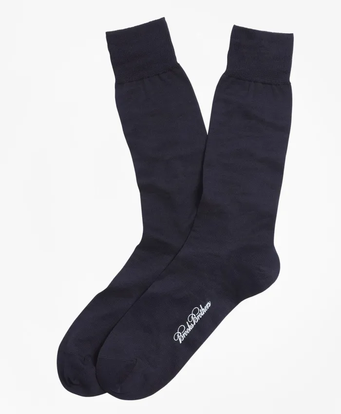 Men Egyptian Cotton Jersey Knit Crew Socks Navy Brooks Brothers Sock