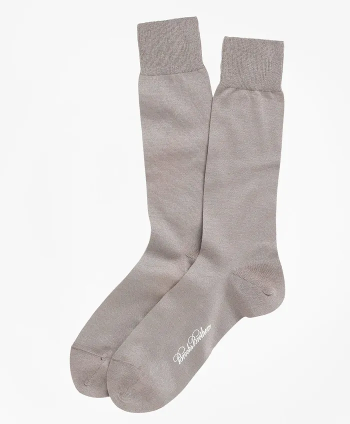 Men Egyptian Cotton Jersey Knit Crew Socks Taupe Brooks Brothers Sock