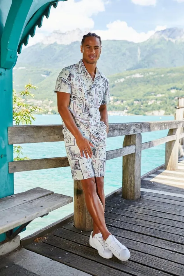 Men Ensemble 2 Pices Chemise Short Beige Motif Paisley Beige Brentiny Paris Top Bottom Sets Men Ensemble 2 Pices Chemise Short Beige Motif Paisley Beige Brentiny Paris Top Bottom Sets