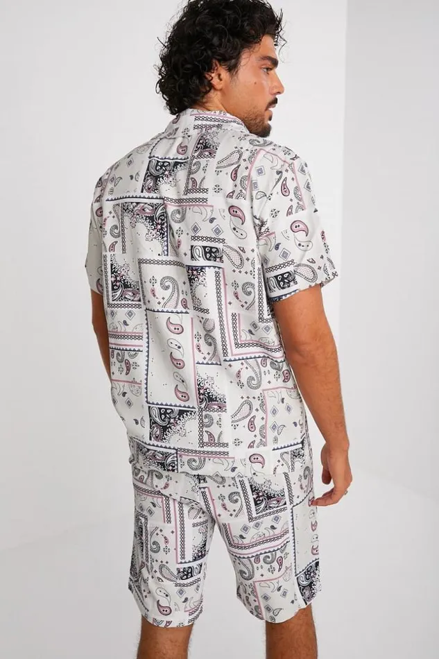 Men Ensemble 2 Pices Chemise Short Beige Motif Paisley Beige Brentiny Paris Top Bottom Sets Men Ensemble 2 Pices Chemise Short Beige Motif Paisley Beige Brentiny Paris Top Bottom Sets