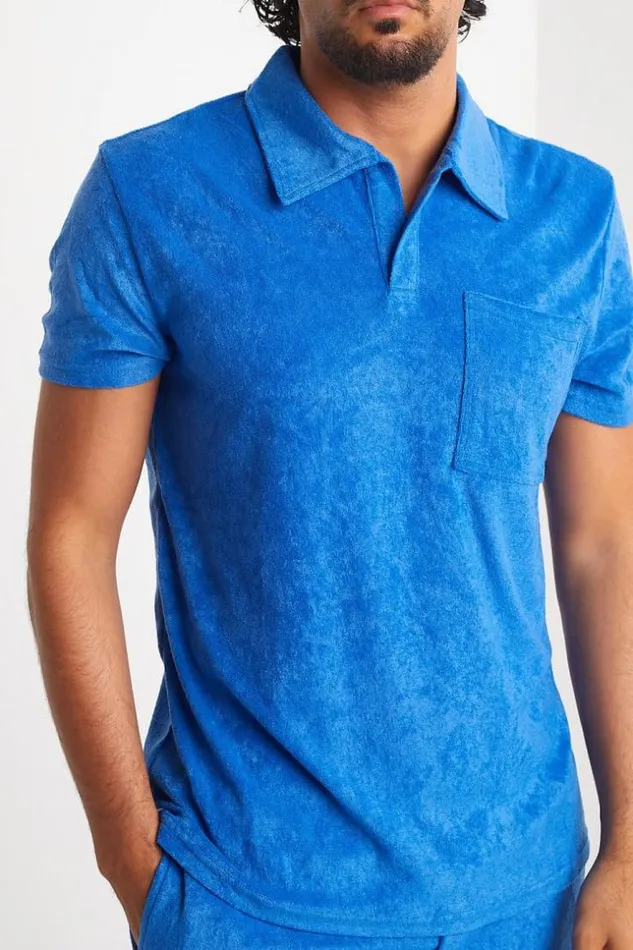 Men Ensemble 2 Pices Polo Short Bleu En Velours Blue Brentiny Paris Top Bottom Sets Men Ensemble 2 Pices Polo Short Bleu En Velours Blue Brentiny Paris Top Bottom Sets