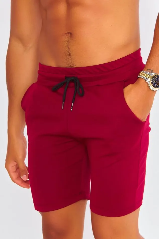 Men Ensemble Bordeaux Polo Short Red Brentiny Paris Top Bottom Sets