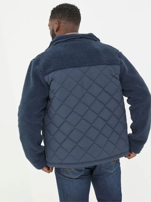 Men Fatface Coats and Jackets Blue Navy Calgary Borg Jacket