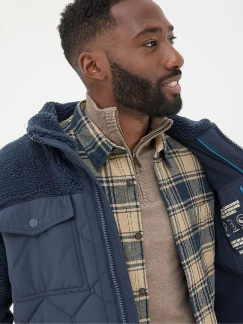 Men Fatface Coats and Jackets Blue Navy Calgary Borg Jacket