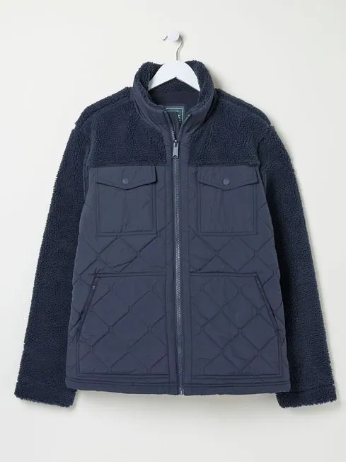 Men Fatface Coats and Jackets Blue Navy Calgary Borg Jacket