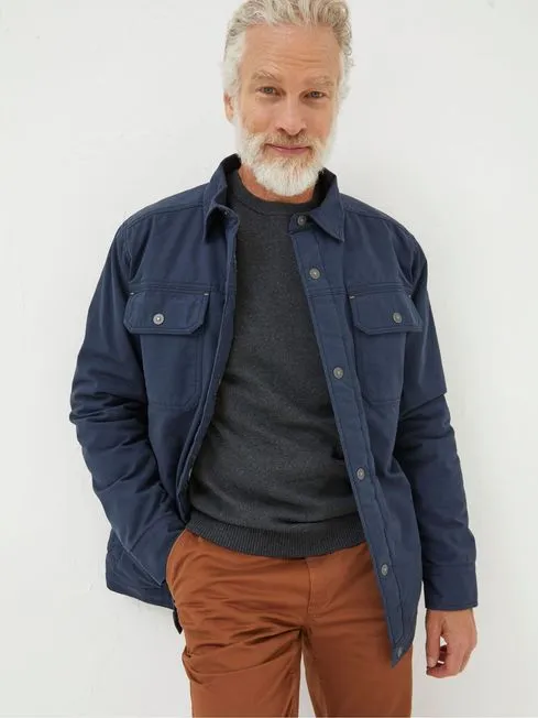 Men Fatface Coats and Jackets Blue Rutland Overshirt