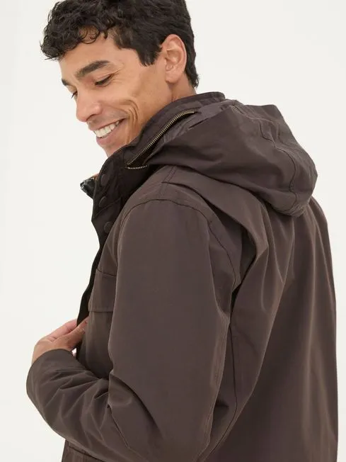 Men Fatface Coats and Jackets Truro Dark Brown Waterproof Jacket