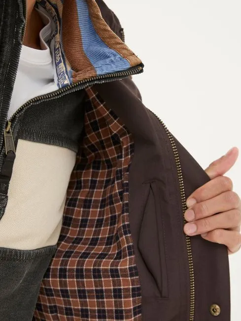 Men Fatface Coats and Jackets Truro Dark Brown Waterproof Jacket
