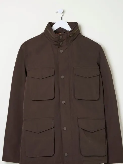 Men Fatface Coats and Jackets Truro Dark Brown Waterproof Jacket