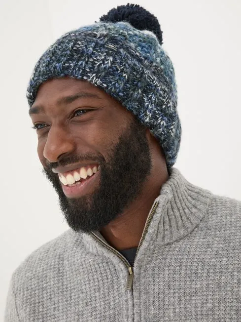 Men Fatface Hats Navy Truro Bobble Hat Men Fatface Hats Navy Truro Bobble Hat