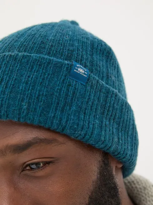 Men Fatface Hats Sebastian Teal Blue Rib Beanie Men Fatface Hats Sebastian Teal Blue Rib Beanie