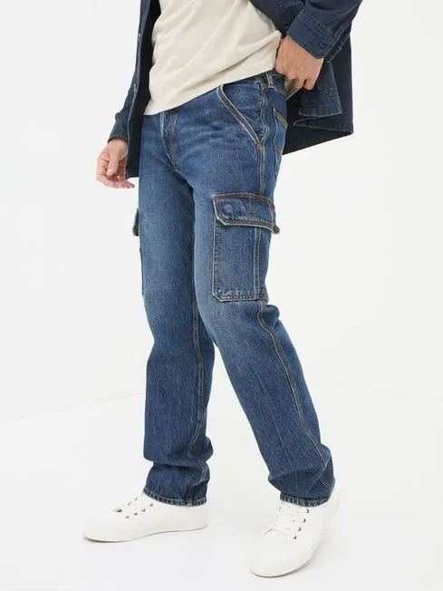 Men Fatface Jeans Blue Cargo Jeans