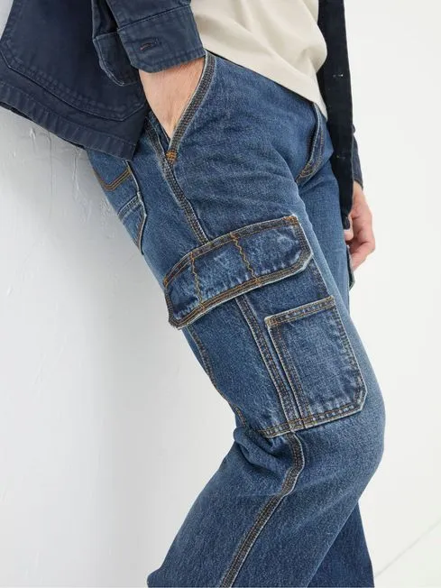 Men Fatface Jeans Blue Cargo Jeans