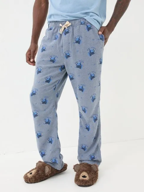 Men Fatface Pajamas and Nightwear Light Blue Bull Dozing Pyjama Bottoms