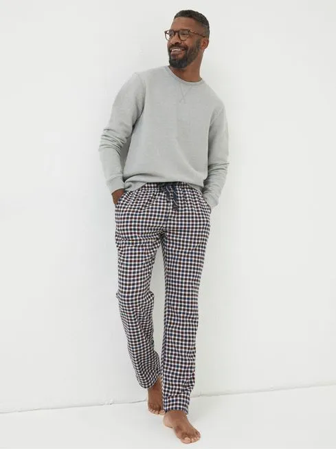Men Fatface Pajamas and Nightwear White Keswick Light Checked Pyjama Bottoms