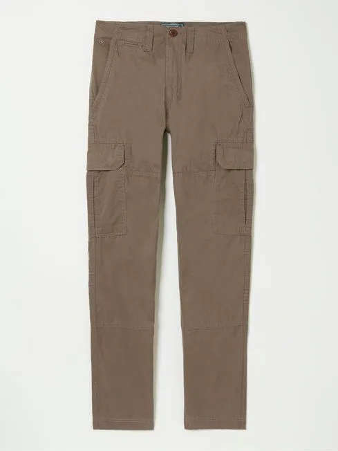 Men Fatface Pants Bude Brown Cargo Trousers
