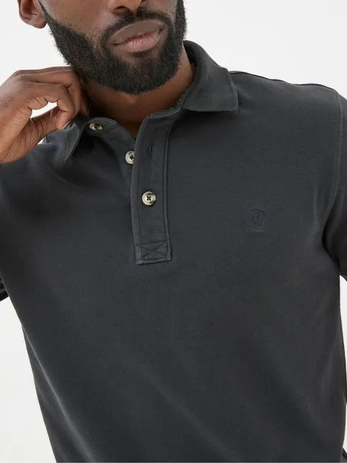 Men Fatface Polo Shirts Black Pique Polo Shirt