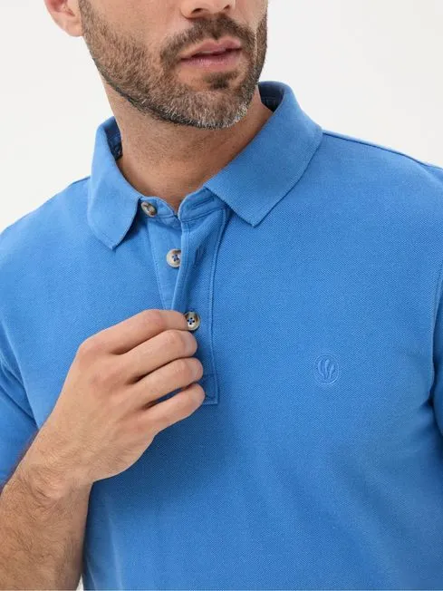 Men Fatface Polo Shirts Blue Pique Polo Shirt Men Fatface Polo Shirts Blue Pique Polo Shirt